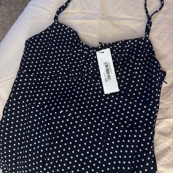 NWT The Drop Women’s Linea Spaghetti Strap Maxi Dress w/ Front Slit, Navy Polk - Picture 5 of 5